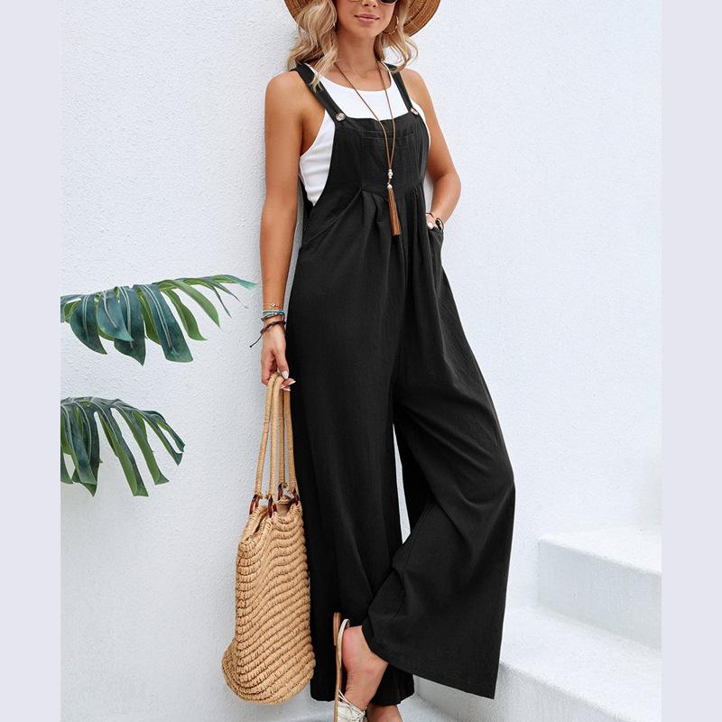 In 2023, the best-selling solid-color casual overalls for European and American women's clothing on Amazon, eBay independent store and wish details Picture