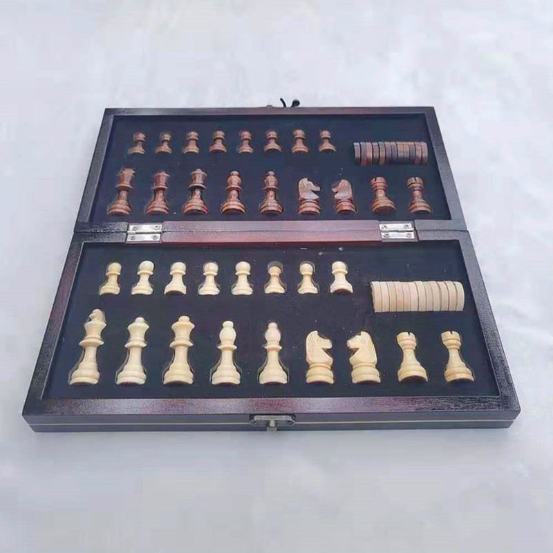 New solid wood chess magnetic 2-in-1 wooden chess, hot sale on Amazon, wholesale in stock, export wooden