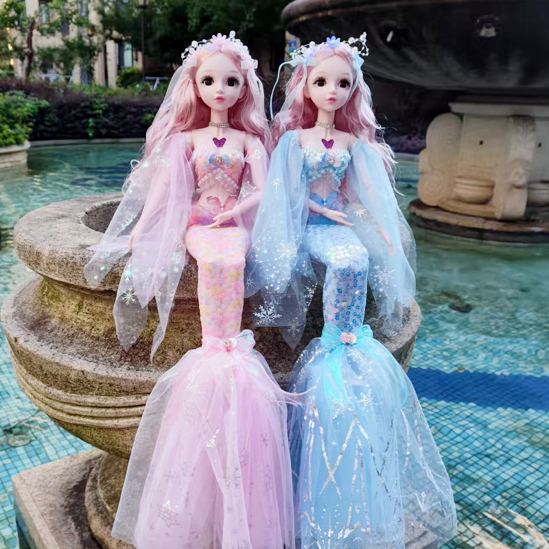Large size 60CM, music, blink and take off, Barbie mermaid doll, singing and storytelling gift, children's smart toy details Picture