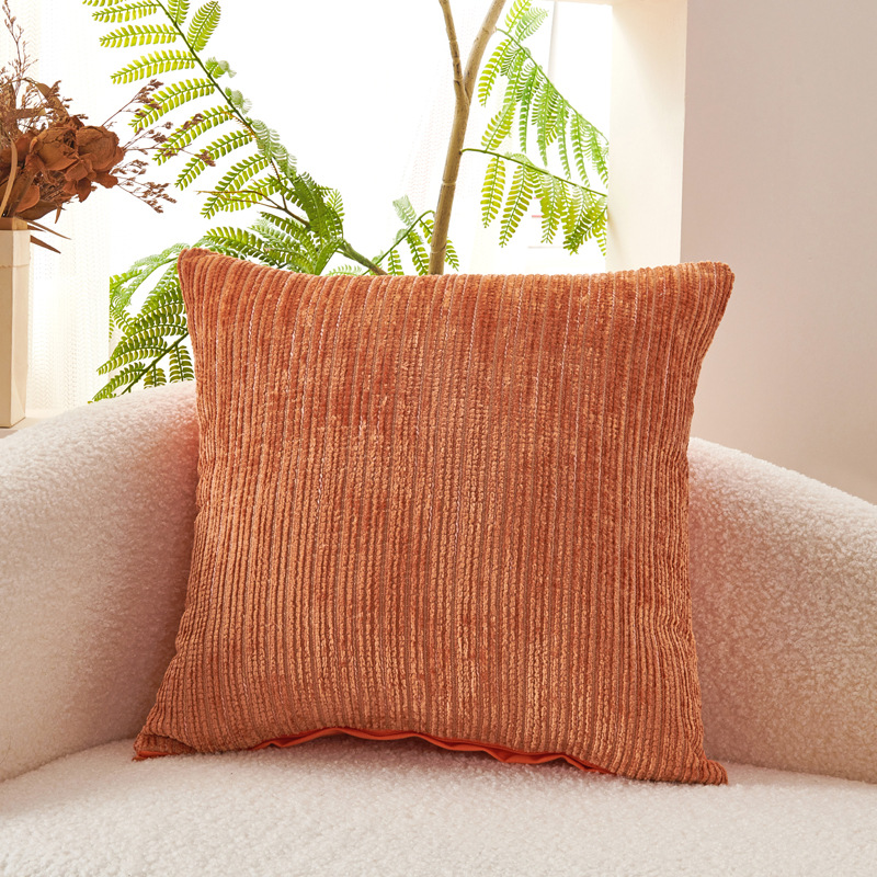 Super soft coral fleece pillow cover for foreign trade, vertical striped living room and bedroom nap pillow cover, bay window decorative back pad 2 Application Scenario