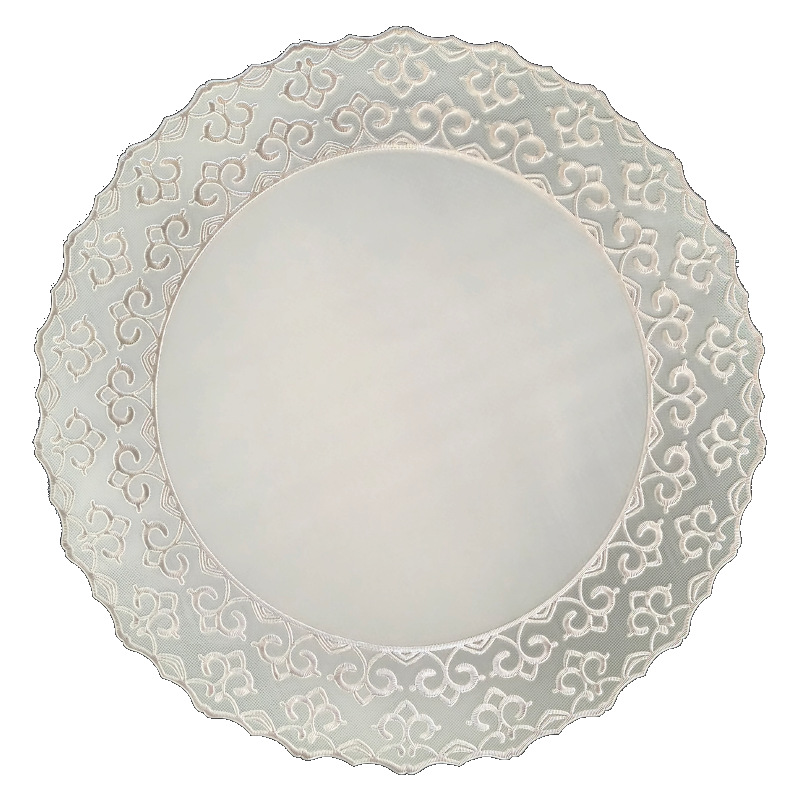 Simple round lace-patterned waterproof and anti-slip placemats, European-style light luxury home decoration oil-proof and heat-insulating PVC table MATS details Picture