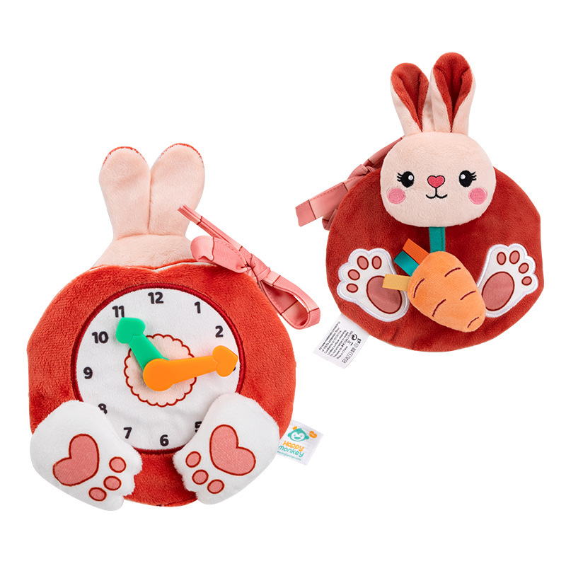 Happy monkey, unbreakable Early Education and Intelligence 3D Cloth Book, baby's cognitive plush animal toy with alarm clock Item Picture