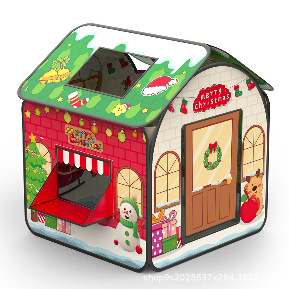 跨境亚马逊万圣节圣诞节儿童帐篷室内游戏屋小房子过家家玩具屋白底实物图