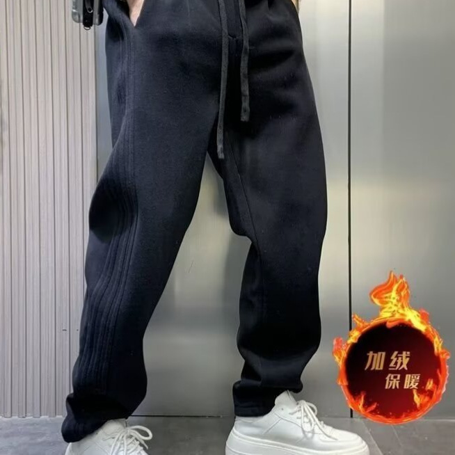 The new 2024 autumn/winter collection of fleece pants for men's sportswear sweatpants, trendy loose straight-leg solid color casual Harem pants for men Application Scenario