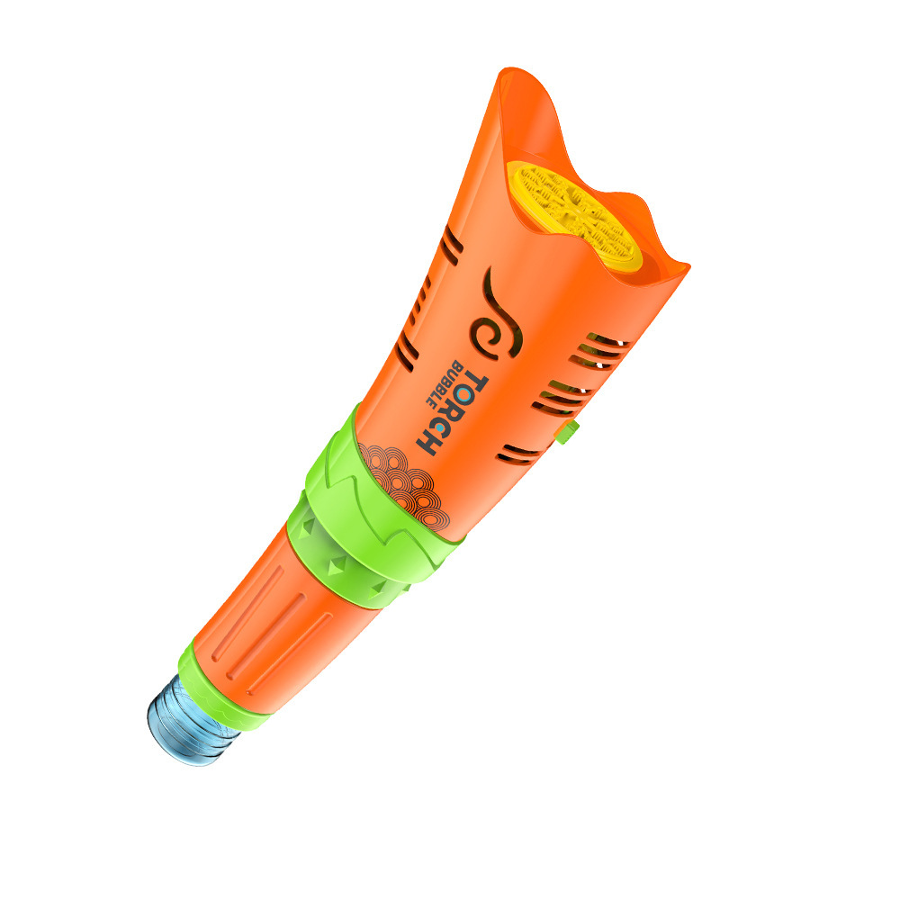 The new cross-border electric torch bubble machine features multi-hole fully automatic bubble blowing, colorful lights, music and handheld bubble sticks Item Picture
