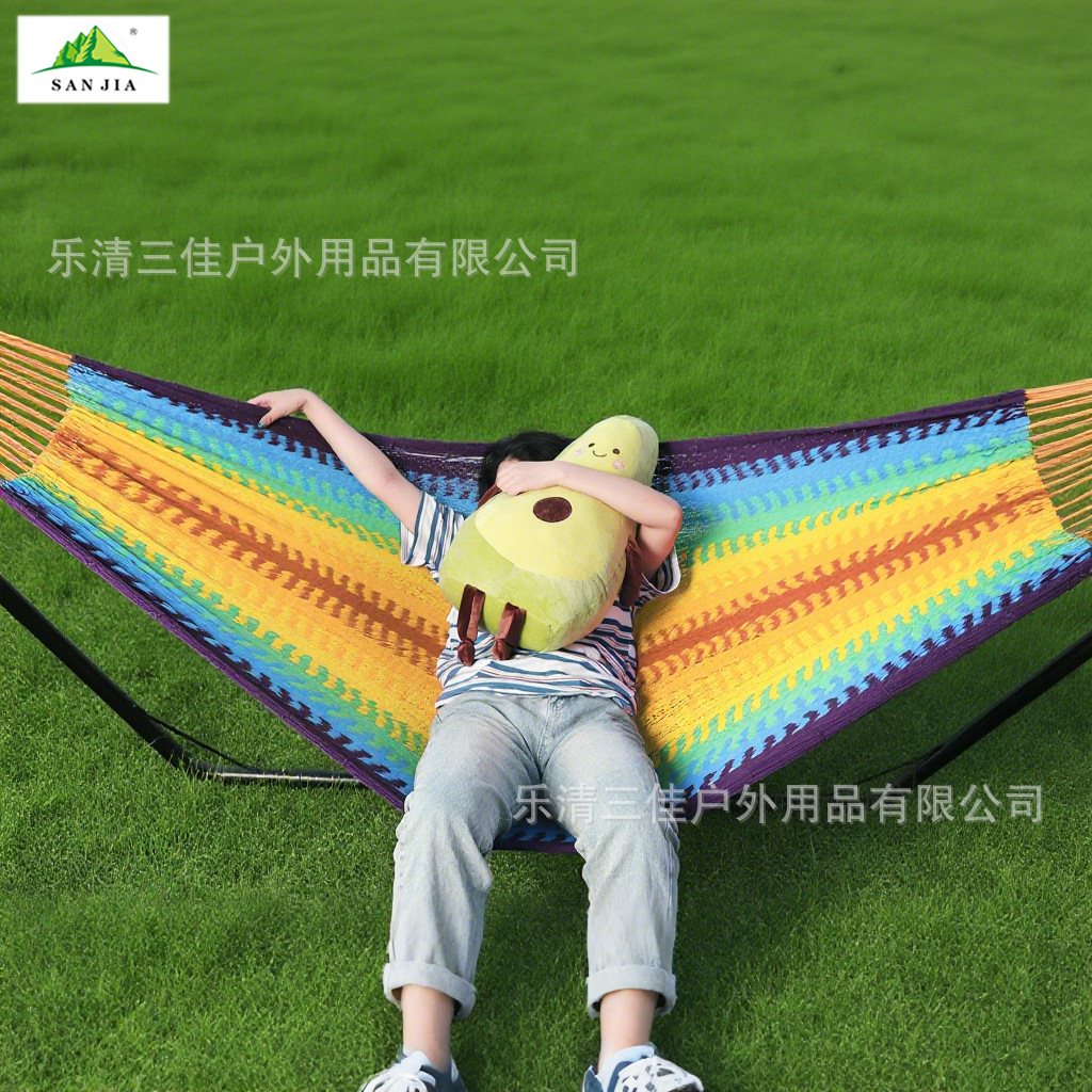 Cross-border exclusive large-sized mesh Mayan hammock, outdoor camping swing, multi-person picnic, anti-rollover leisure hammock details Picture
