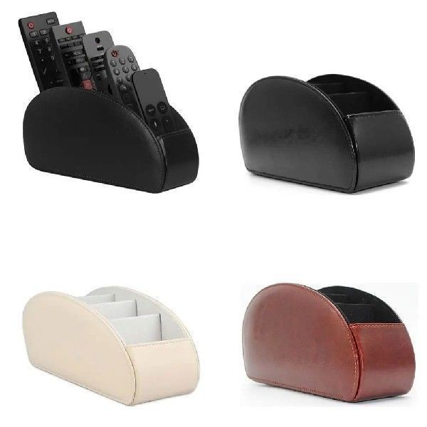 Leather storage rack with compartments, home leather storage rack, remote control stand, box tray, desktop organization details Picture
