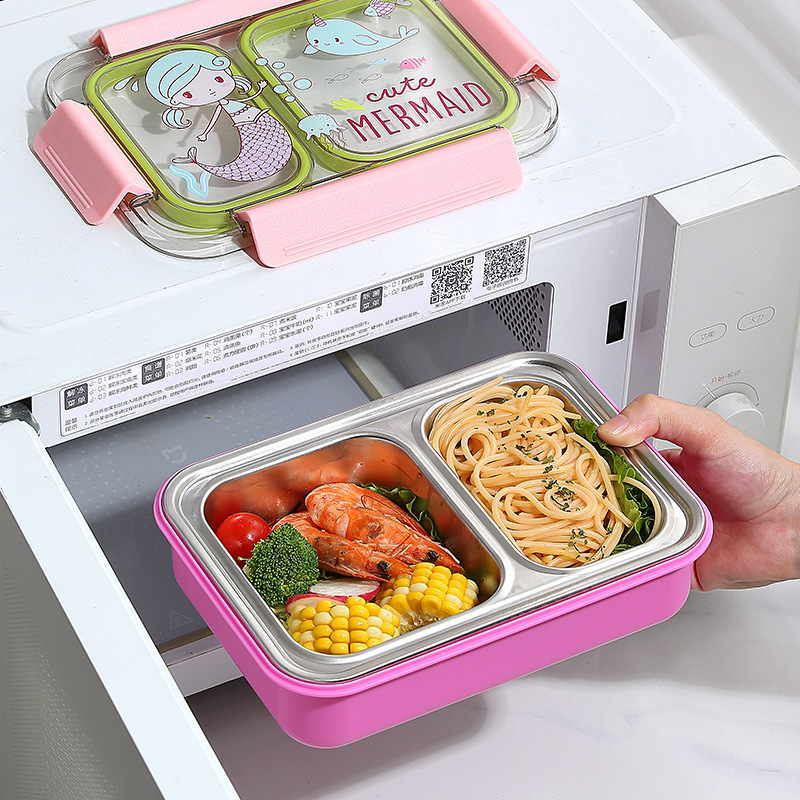 Ins-style student anti-cross-contamination insulated lunch box, stainless steel 304 compartments lunch box, portable fat-reducing lunch box for office workers Specification image