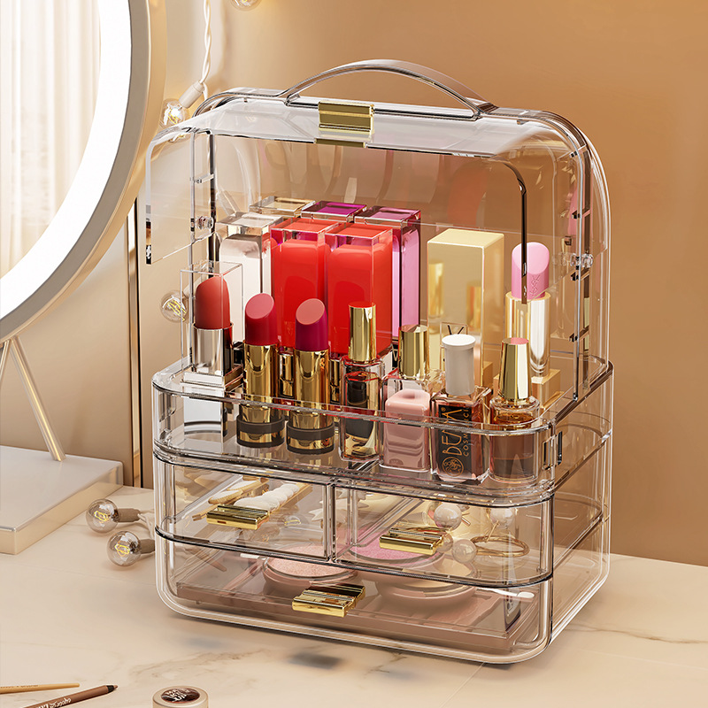 A high-end, large-capacity desktop necklace storage box, a dressing table, and a lipstick storage box for internet-famous cosmetics