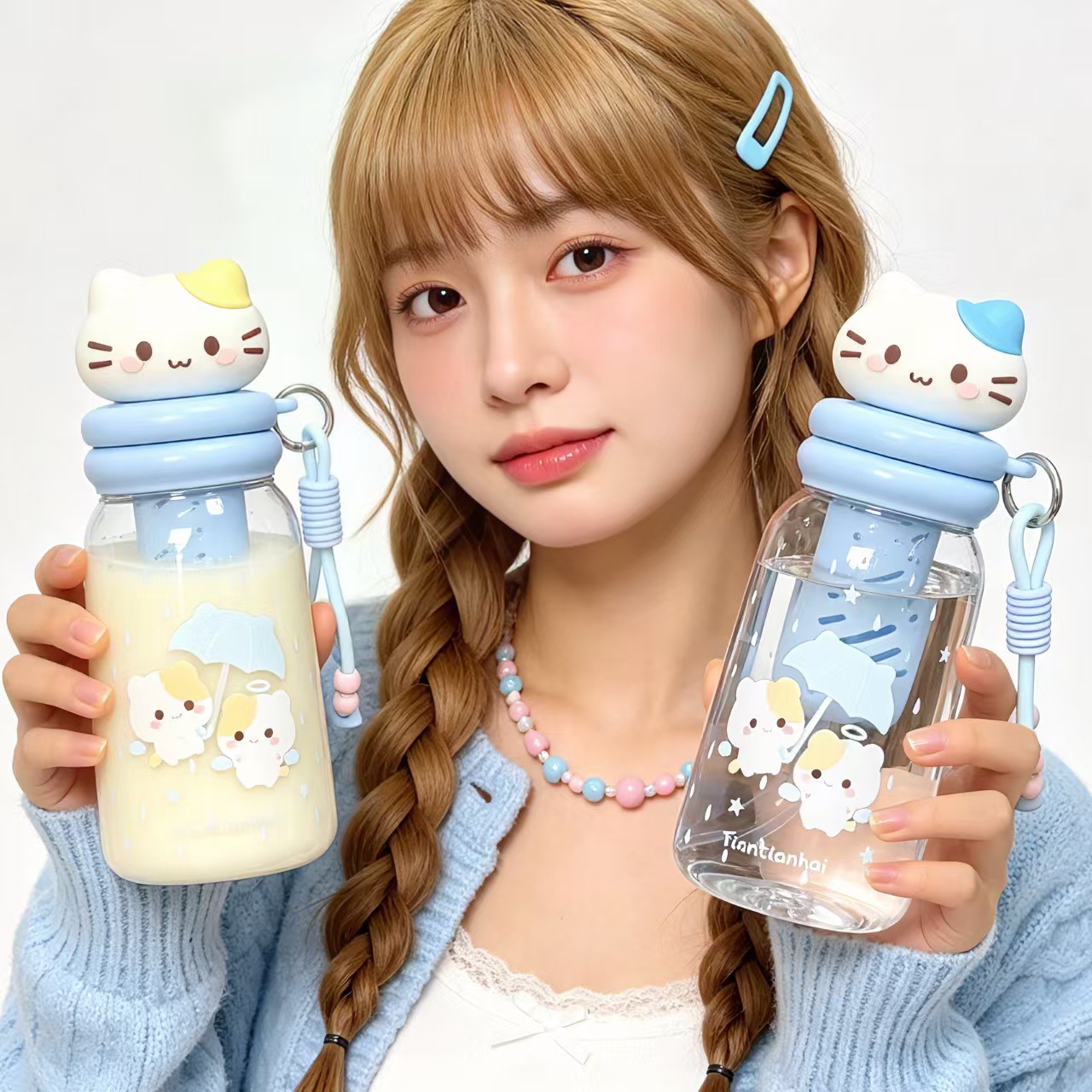 Cute cat-shaped water cup, round ins scratch-off lottery recording greeting card, middle-aged and elderly women's accessories Item Picture