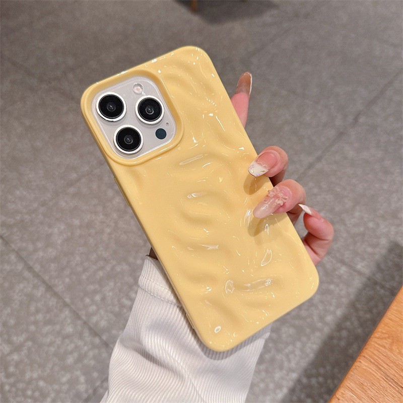 The simple meteorite pattern is suitable for iPhone16 and iPhone 15promax phone cases. The three-dimensional wave 14 solid color 13 soft case details Picture