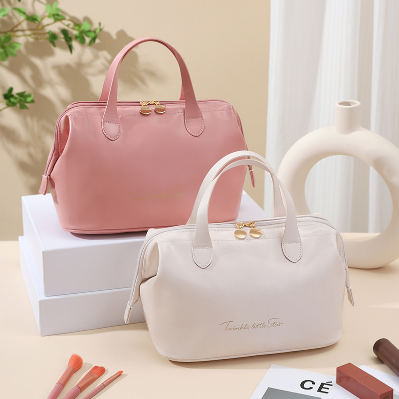 New handbag, fashionable PU storage bag, French storage bag, high appearance level for travel, large-capacity cosmetics and toiletry bag details Picture