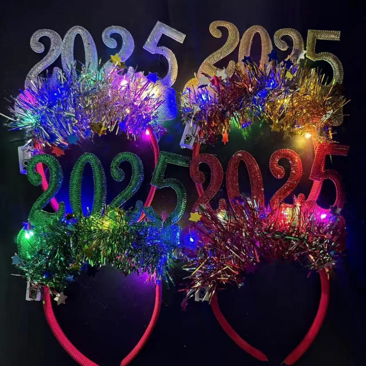 2025 Hair band Headband Christmas and New Year Digital headband Shining 2025 Luminous hair band Headband decoration Children's toy