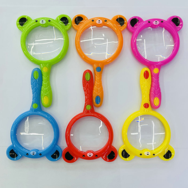 Children's anti-drop handheld cartoon animal magnifying glass, kindergarten science experiment toy, cute gift for kids details Picture