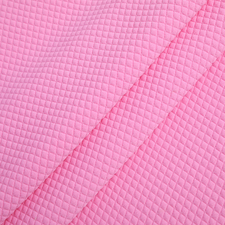 大量现货 涤氨针织空气层夹丝棉菱形格提花布 记忆枕家纺服装面料细节图