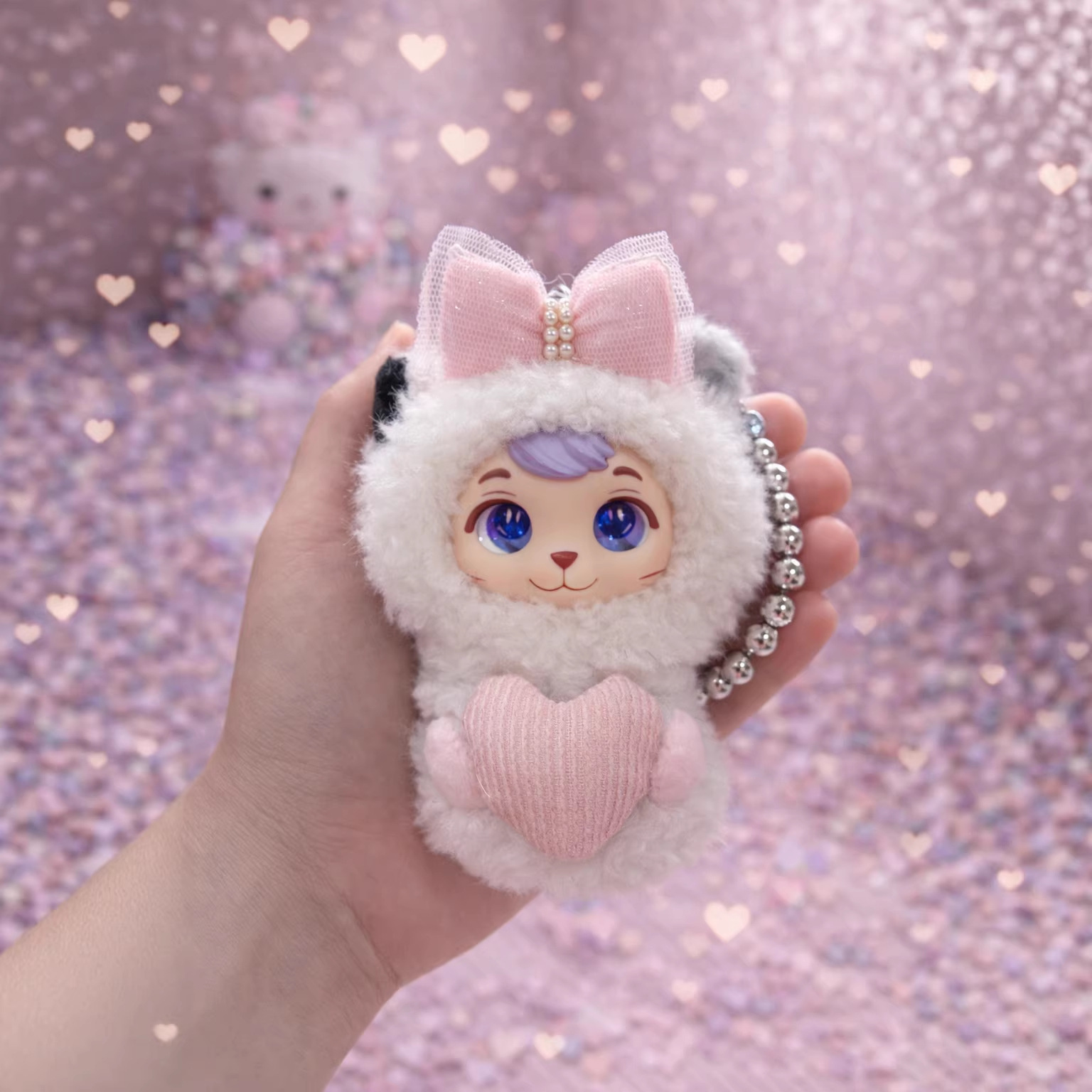 Original rubber face plush keychain pendant, plush doll figurine, birthday gift Specification image