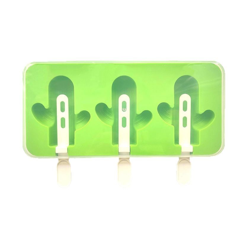 Green multi-fruit silicone ice cream mold, ice cream stick, ice cube tray, ice cream mold, high leg stainless steel silicone mold, ice cream stick, macaron color Item Picture