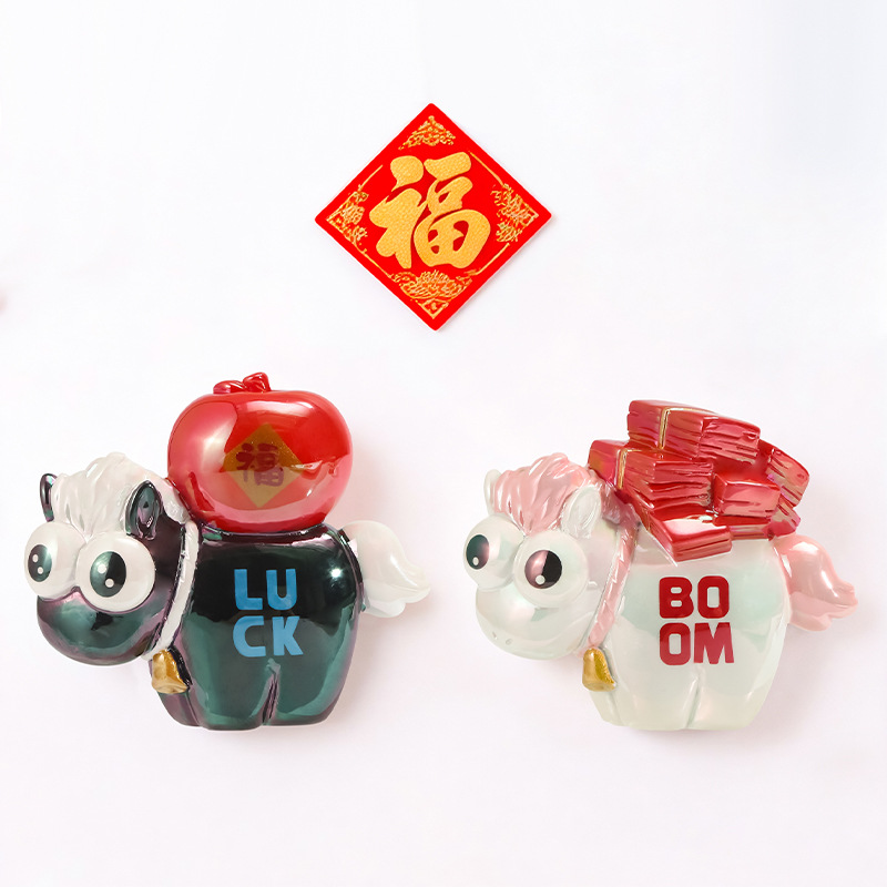 There will be fridge magnet blind boxes for the Year of the Horse mascot resin handicrafts and cartoon cute little horse fridge magnets available for wholesale soon details Picture