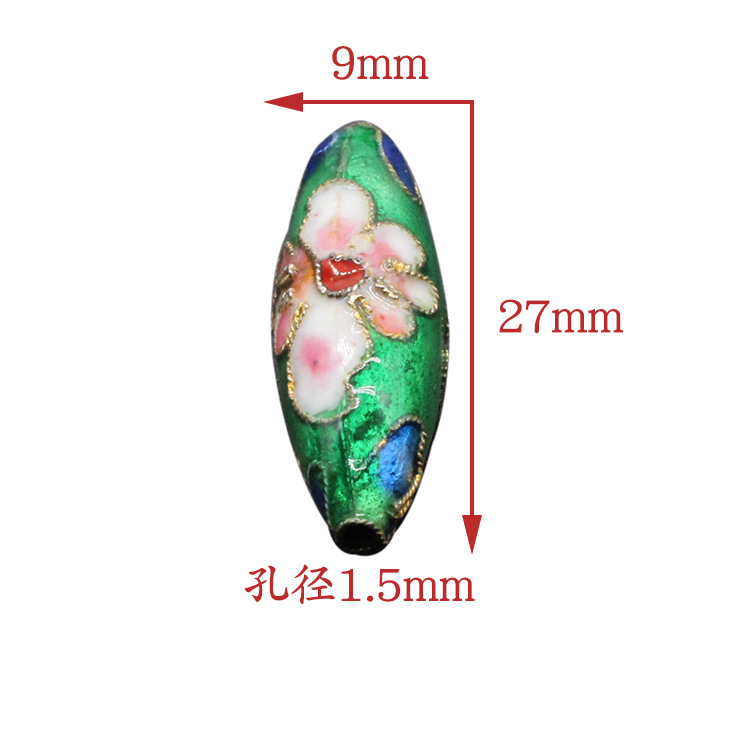 Traditional high-temperature enamel DIY jewelry accessories, cloisonne with beads, filigree, silver blue, 27*9 jujube pits Item Picture