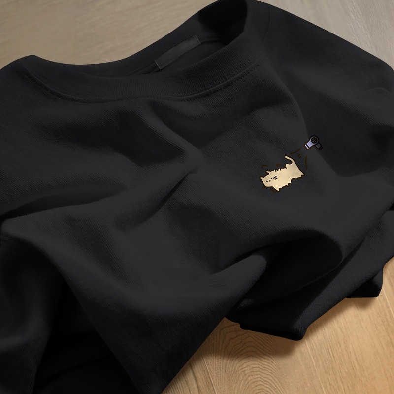 100% pure cotton round-neck short-sleeved T-shirt, a new summer men's high-end style loose printed half-sleeved top details Picture