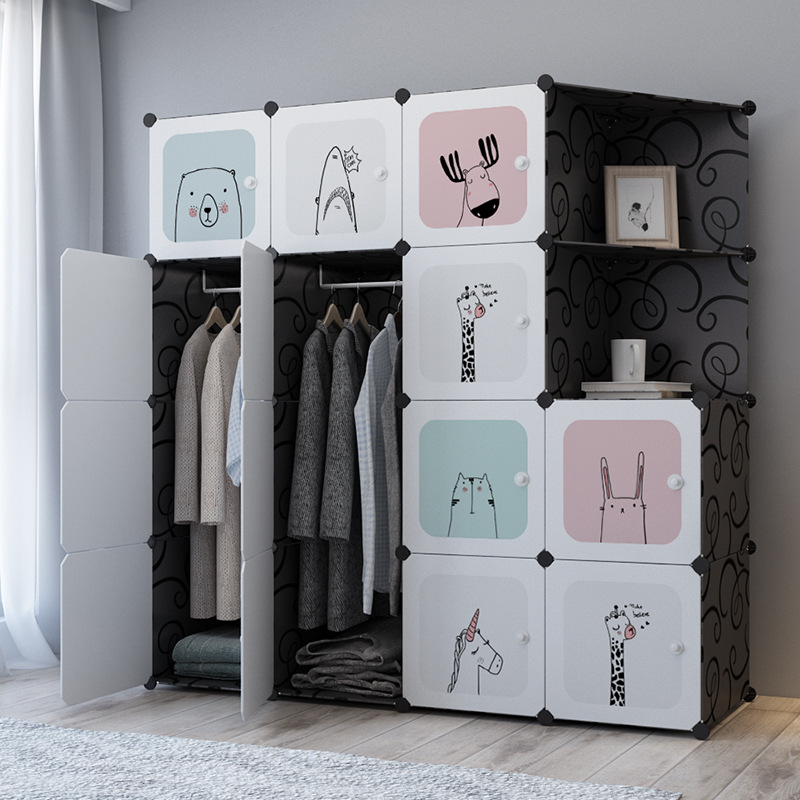 义乌简易衣柜塑料组装经济型卧室家具储物柜收纳衣橱儿童衣柜包邮细节图