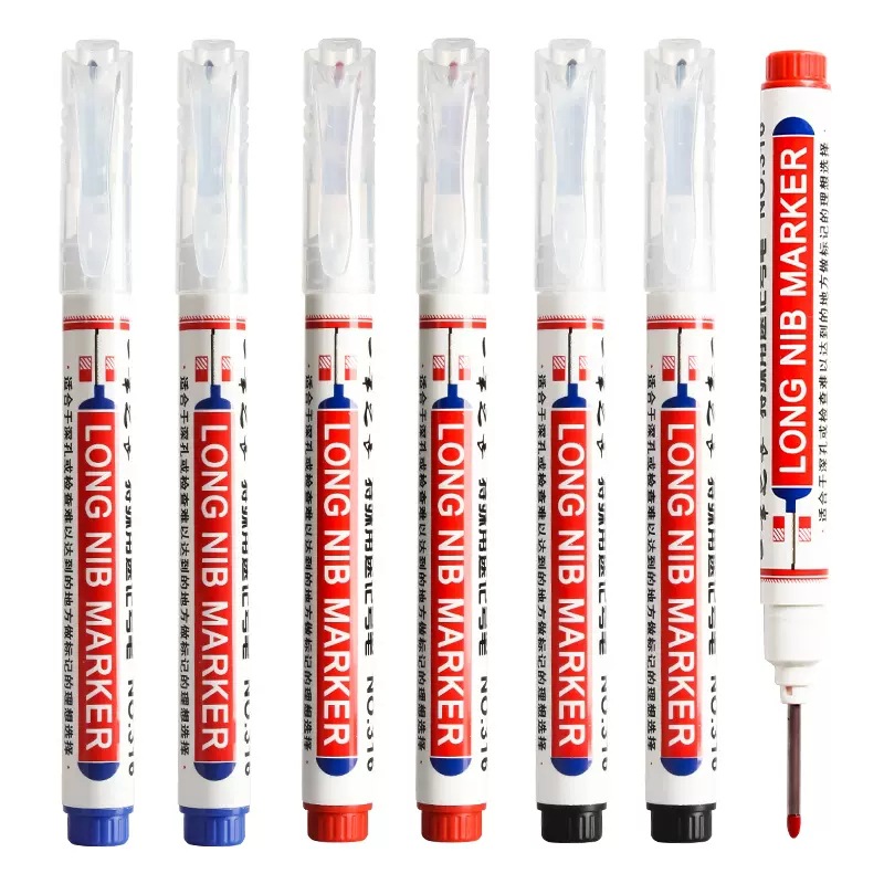 Wholesale of long-tipped marker pens, oil-based hardware and woodworking pens, bathroom tile marker pens, black deep-hole marker pens details Picture