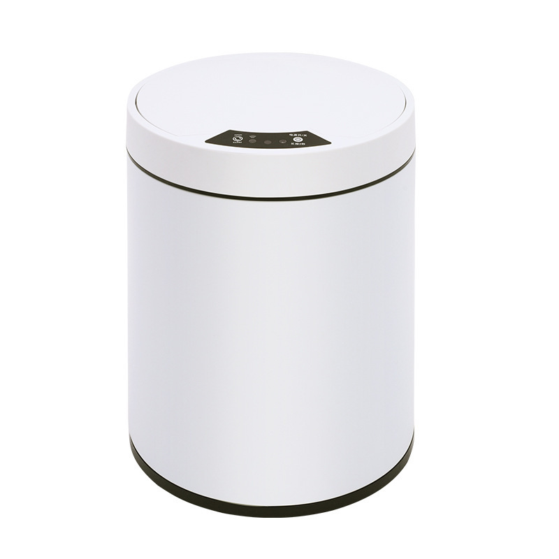 Stainless steel smart trash can with automatic sensing function for living room, office and home use. The kicking bucket can be used for gift storage with intelligent sensing Application Scenario