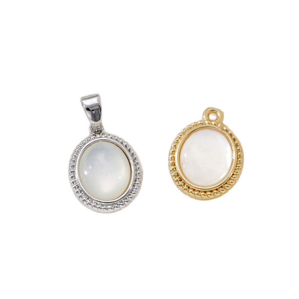Pearl necklace clasp, copper-plated 18k gold, oil and water drop oval pendant, high color retention DIY jewelry accessory Item Picture