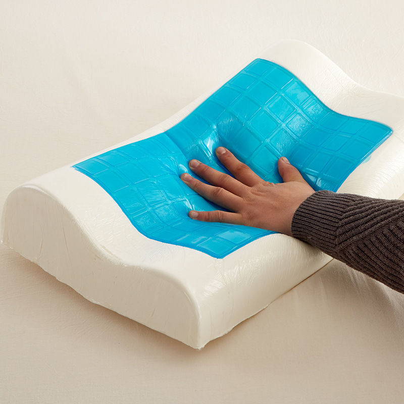 Gel memory pillow, summer cool silicone pillow, single-person gel slow rebound memory foam pillow, wavy pillow core details Picture
