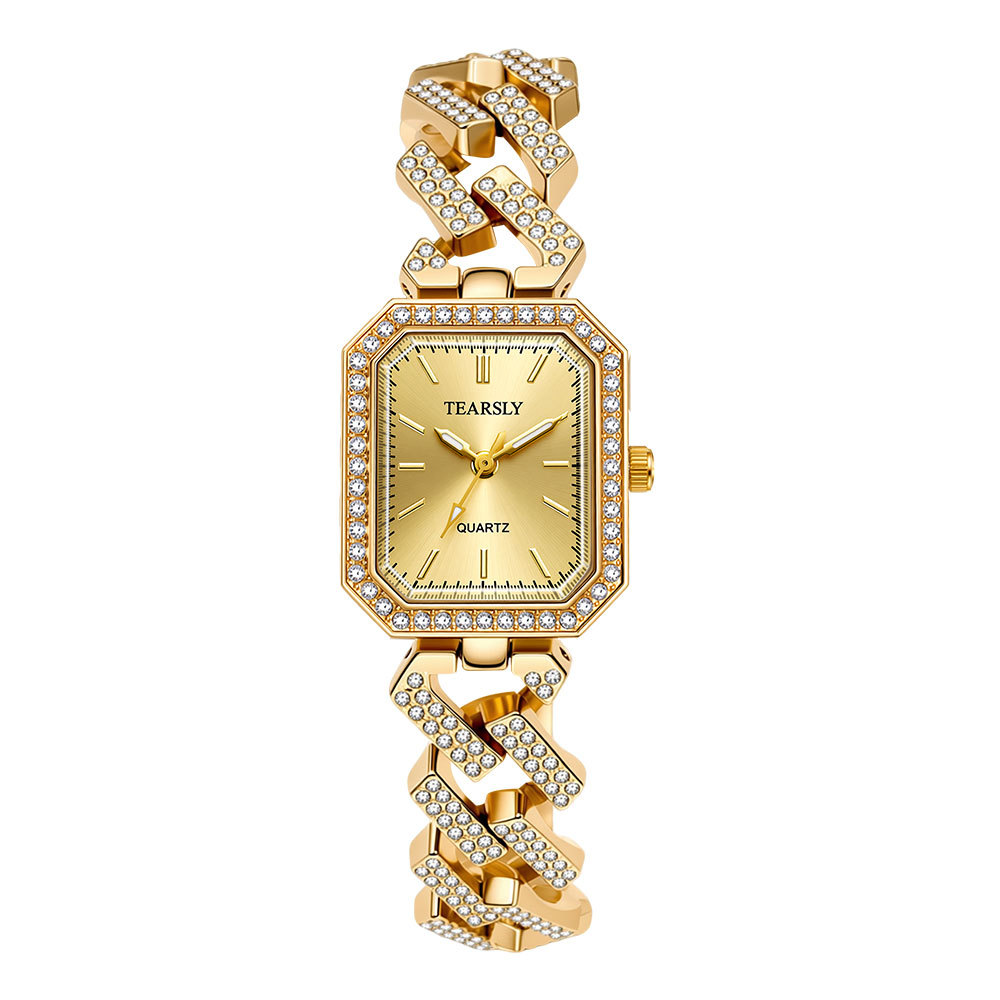 Crossover burst octagon square diamantes diamantes diamantes mujeres relojes cuba cadena cuarzo relojes luminosos mujeres al por mayor personalizado Item Picture