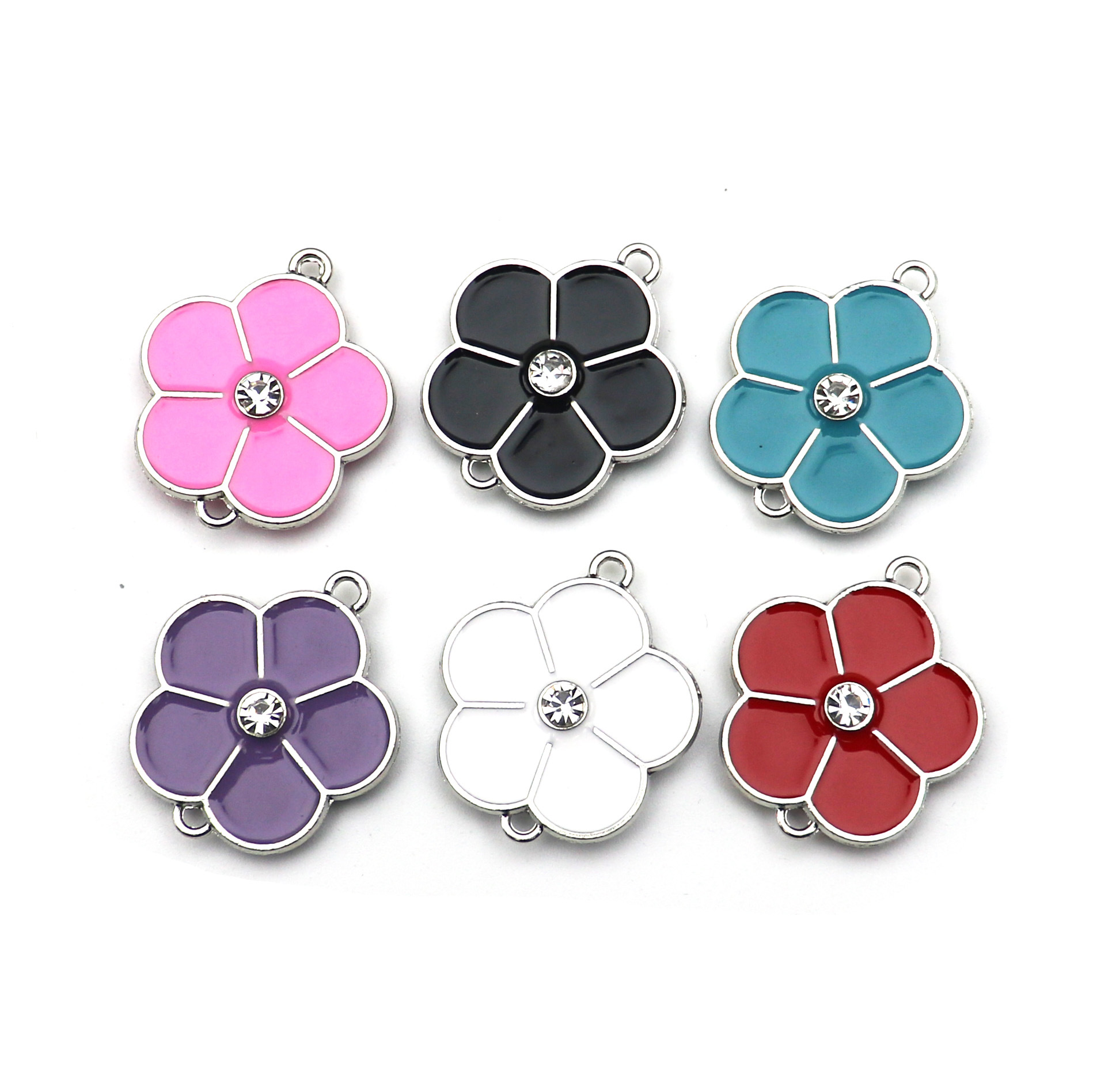 Four-leaf clover, five-leaf clover, plum blossom, double-sided oil-dripping jewelry accessories, hand-woven rope, mobile phone pendant, keychain accessories