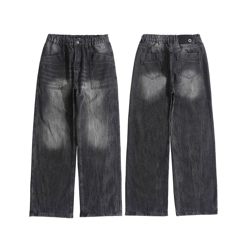 至芃知禧牛仔裤男/牛仔裤男/牛仔裤/牛仔裤男士宽松休闲/Jeans白底实物图