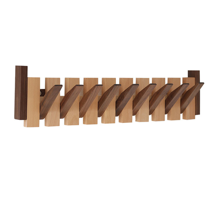 Wholesale of solid wood coat hooks, creative and powerful wall-mounted piano key hooks for the entrance hall and wooden coat racks Item Picture
