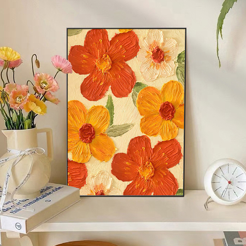 玄关挂画走廊客厅装饰画ins奶油风肌理高级壁画卧室桌面摆画摆件