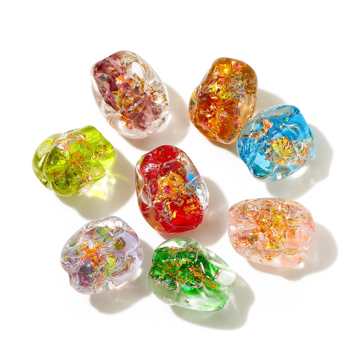 Colorful And Irregular-Shaped Glass Foil Powder Scattered Beads Diy Accessories, String Beads, Cultural Play Jewelry Accessories, Glass Bead Jewelry Earrings Diy Set, Universal Accessories Specification drawing