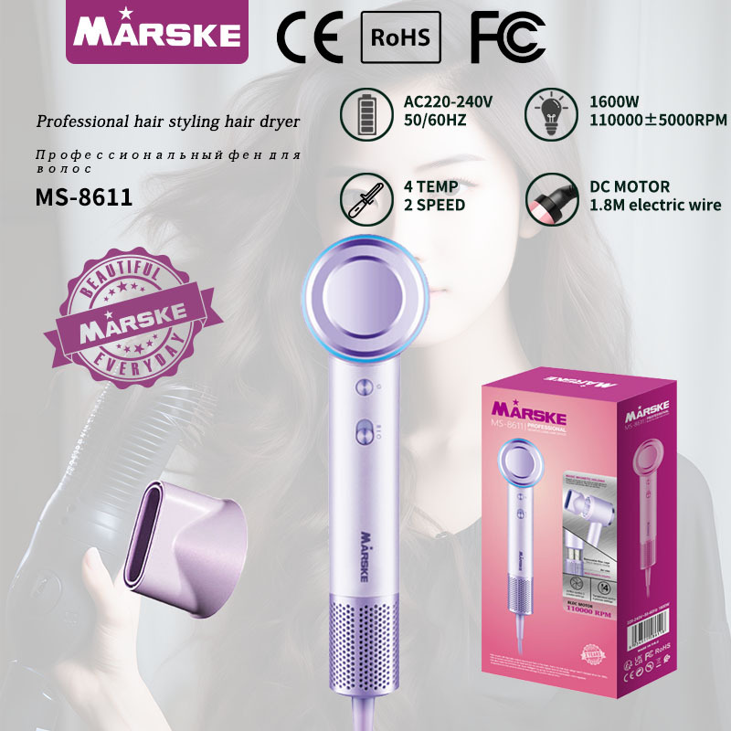 MARSKE MS-8611 cross border brushless motor secador de pelo de alta velocidad de iones negativos de alta potencia no dañan la generación de energía soplador de aire especial salón de peluquería hogar