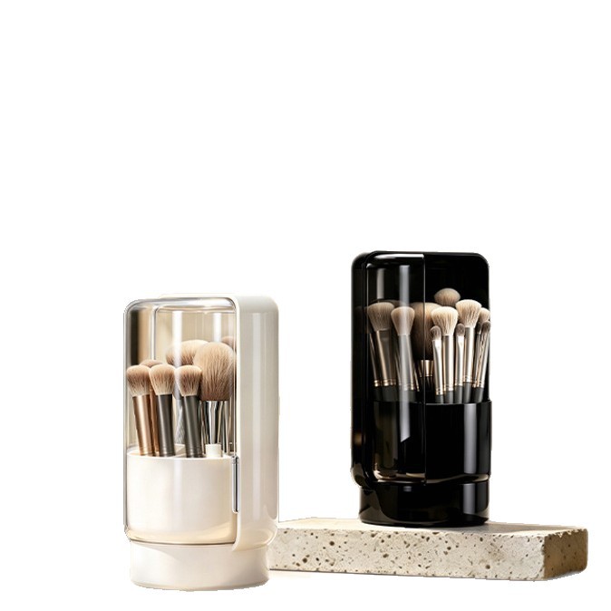 Auto diseño ligero extravaganza maquillaje cepillo caja de almacenamiento estante a prueba de polvo 360° rotary maquillaje pincel lápiz de ceja pincel barril Item Picture