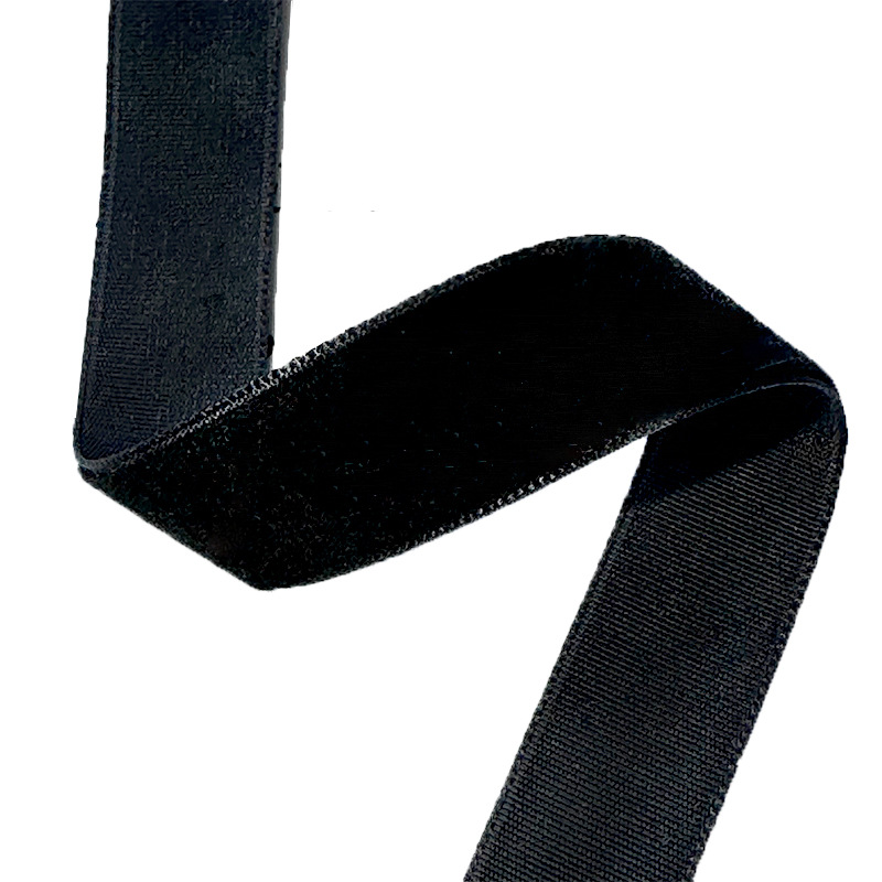 黑色单面植绒带天鹅绒丝绒织带 发饰蝴蝶结服装丝带圣诞节装饰带白底实物图