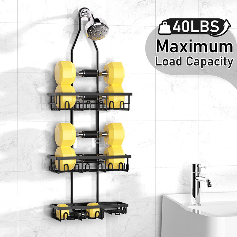 加工定制免打孔浴室花洒置物架太空铝壁挂式卫生间洗漱用品收纳架细节图