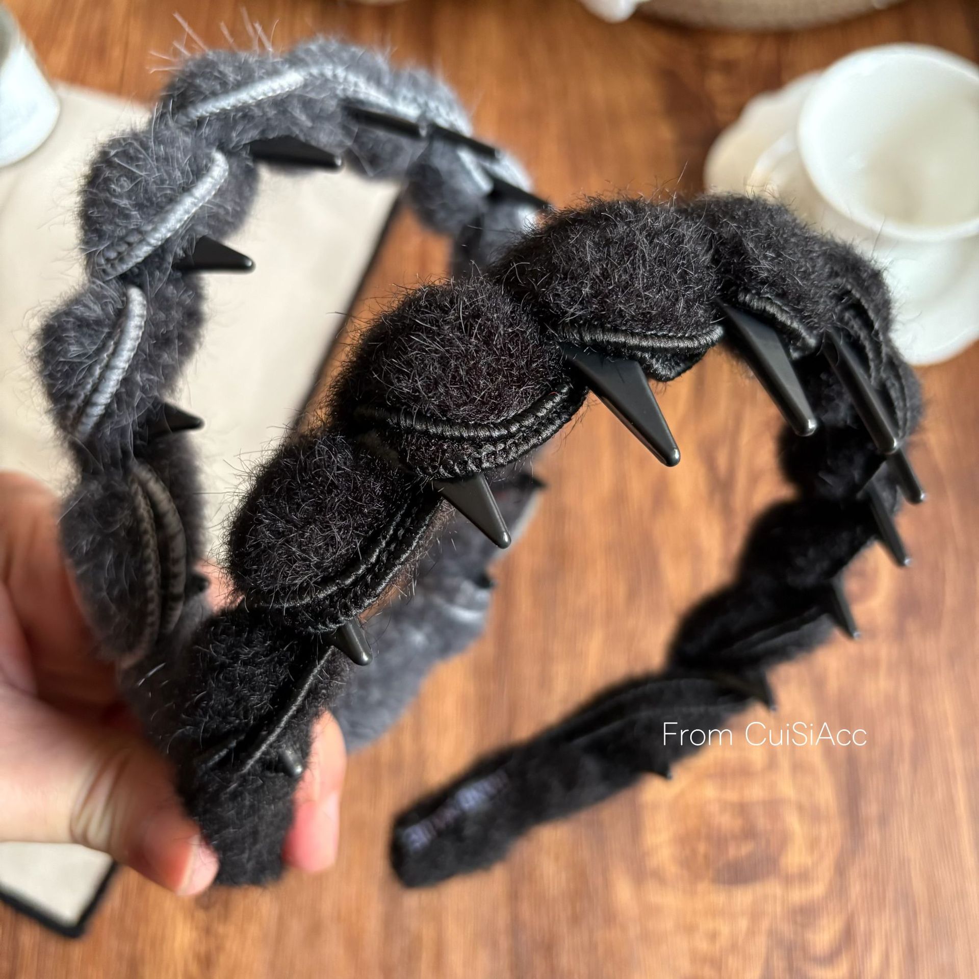 韩国ins秋冬毛绒加厚波浪带齿发箍女高颅顶洗脸压发头箍发卡发饰