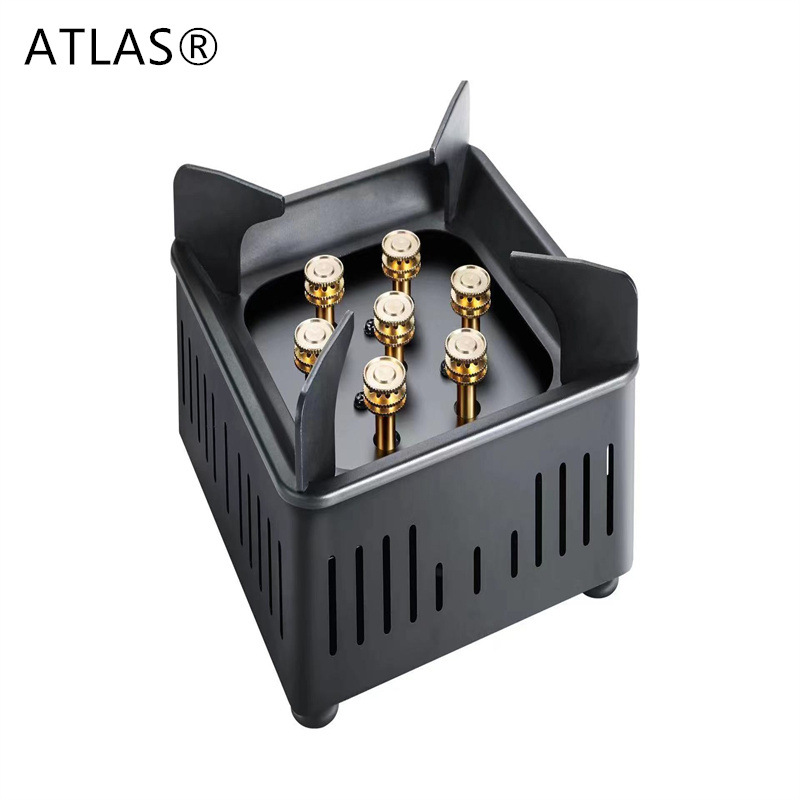 Outdoor portable seven-head fierce stove, windproof and quick heating, camping and picnic gas stove, golden copper core integrated cassette type Application Scenario