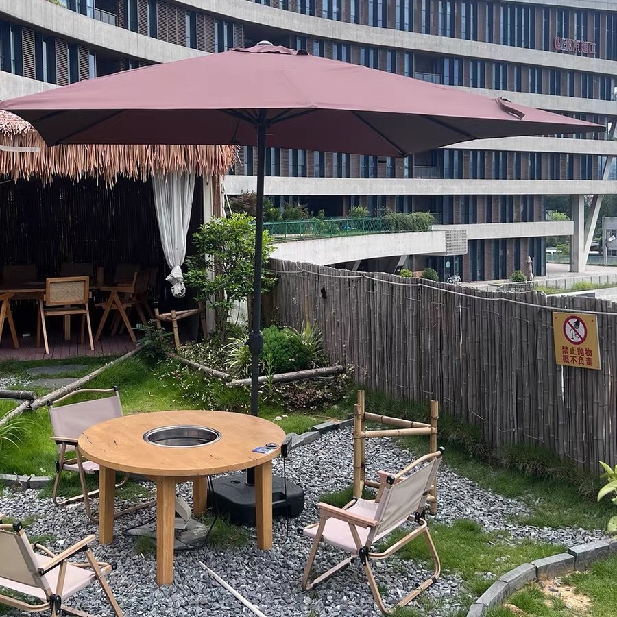 Outdoor sunshade umbrella with rubber base, large umbrella, sun protection and UV protection patio umbrella Specification image