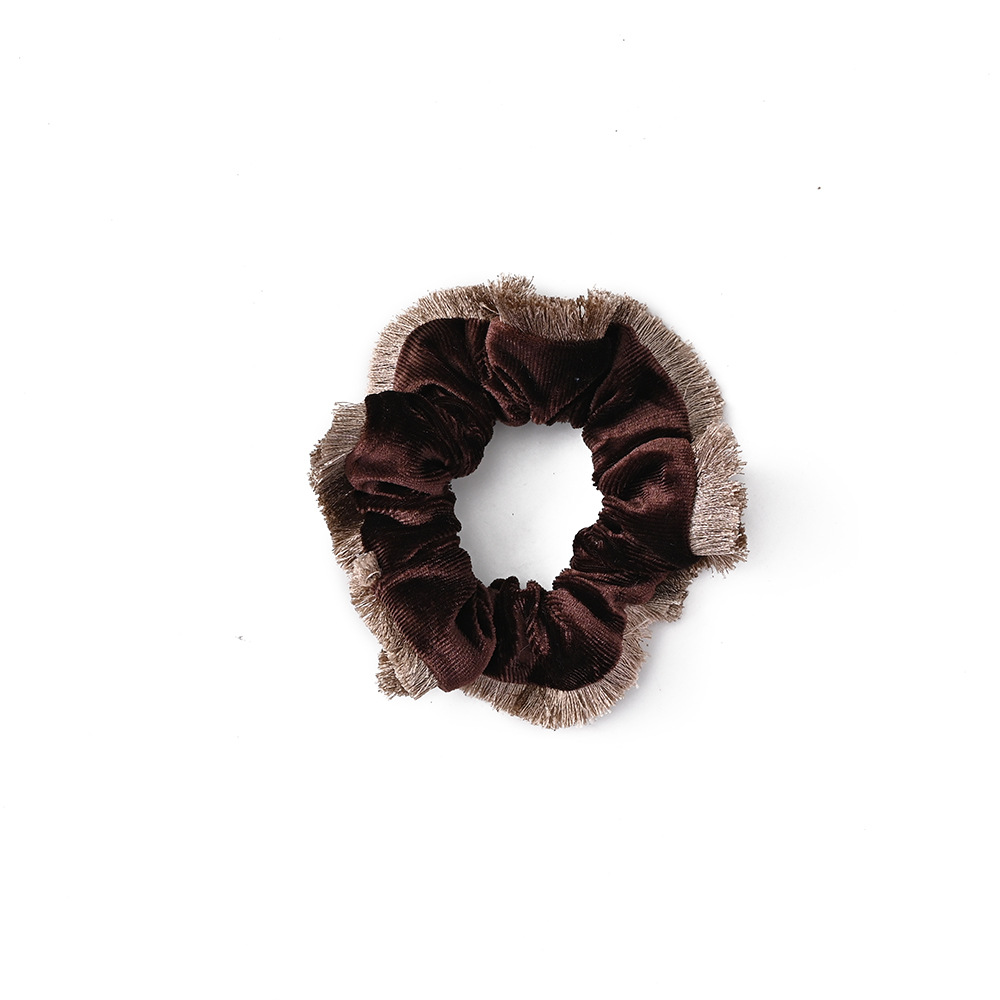 Cross-border colored velvet hair band, mom's large intestine band, retro classic hair band, headwear, tassel fringe, hair band wholesale Item Picture