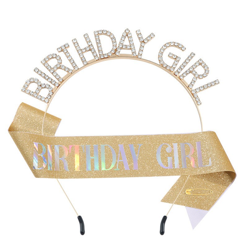 Pink and shiny birthday girl children's headband headband base Specification image