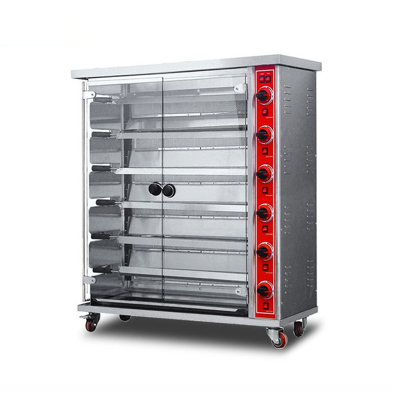 Commercial electric chicken roasting oven, 3-stick, 6-stick, 9-stick stainless steel gas automatic rotating roast duck oven, fish and meat roasting electric oven Item Picture