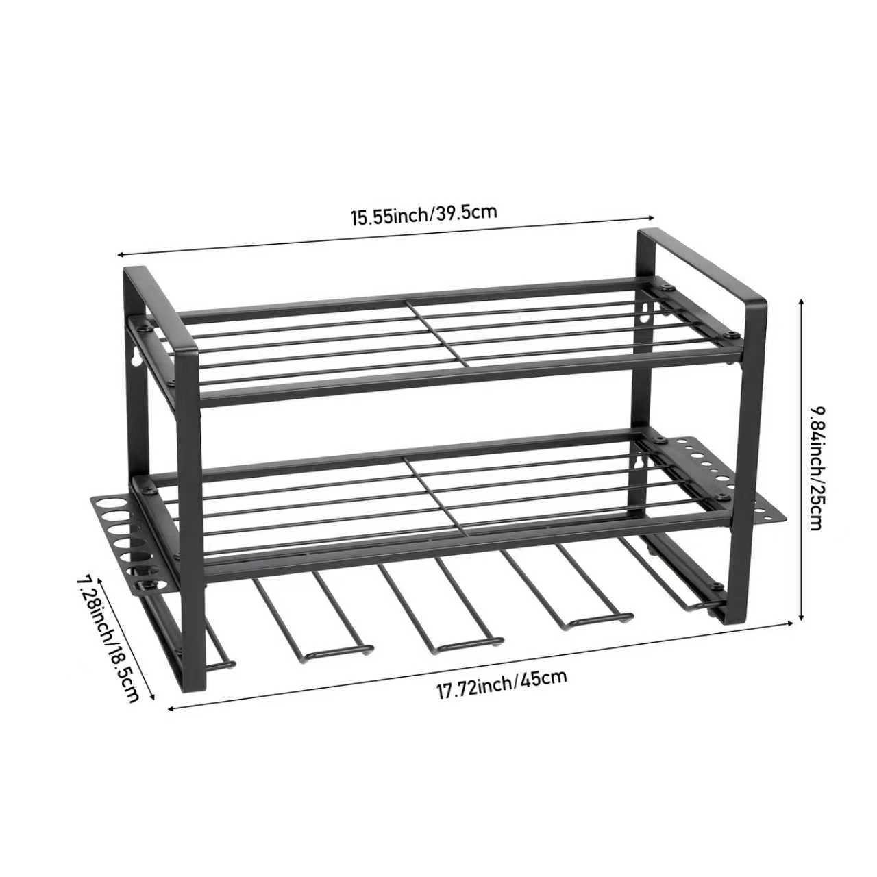 The Amazon 2-layer four-slot wall-mounted metal electric drill tool rack is suitable for storage in workshops and garages Application Scenario