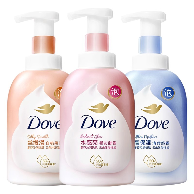 Dove Bubble Body Wash 400g/ml Sweet and fragrant white peach fruit aroma, deep and lustrous, sweet strawberry, succulent, green onion and lime Application Scenario