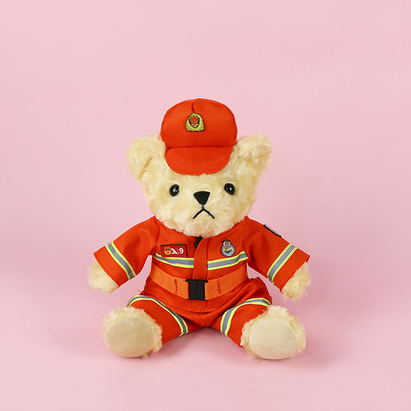 Police bear plush toys, special police and firefighter bear dolls, uniforms, traffic police teddy bear dolls wholesale details Picture