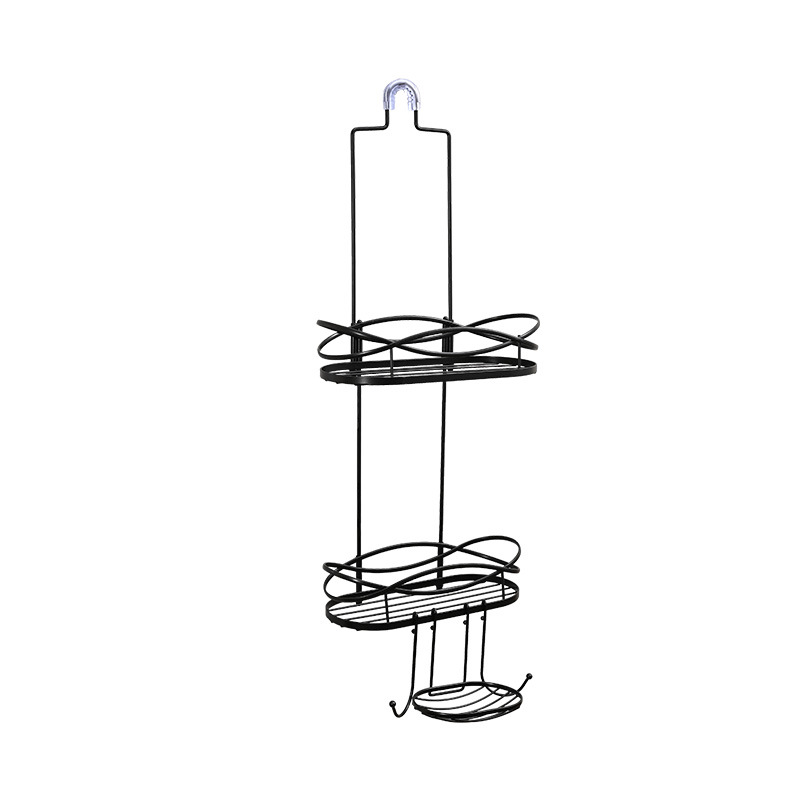 Three-layer wall-mounted iron storage rack in the bathroom, triangular storage rack for bath gel, soap, bath balls, hanging basket, no need to use Item Picture