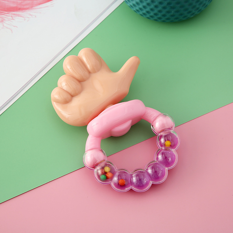 Cross-border children's simulated finger teething rings, rattle toys, wristbands, baby teething and firming devices, food-grade teething sticks details Picture